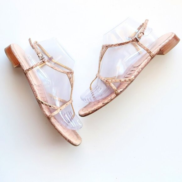 Prada Snakeskin Sandals Designer Summer Flats Casual Thong Sandals Flip Flops - Picture 5 of 16